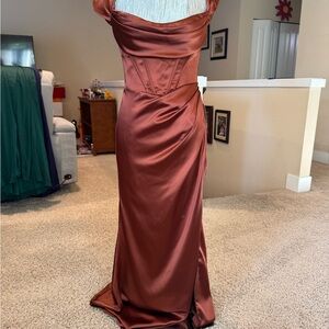 Cinderella Strapless Gown in Deep Rust